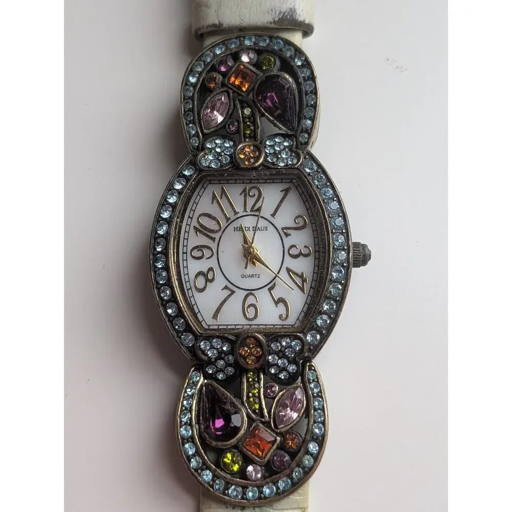Heidi Daus Lot of 3 Crystal Bejeweled Quartz Watches Bangle Strap Set